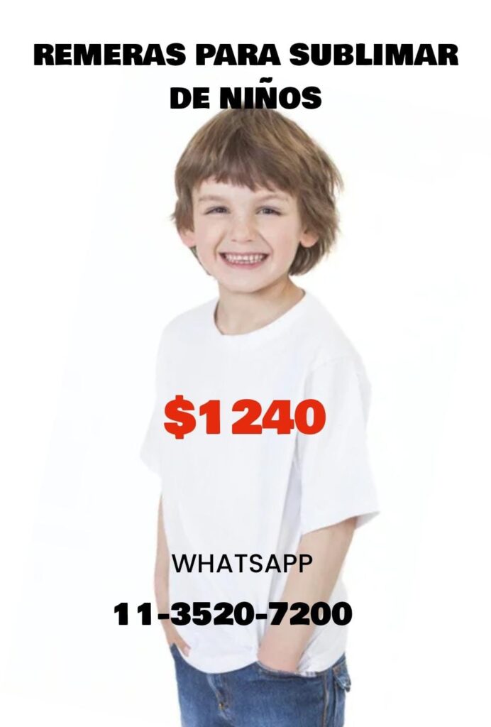 remeras para sublimación niño blanca