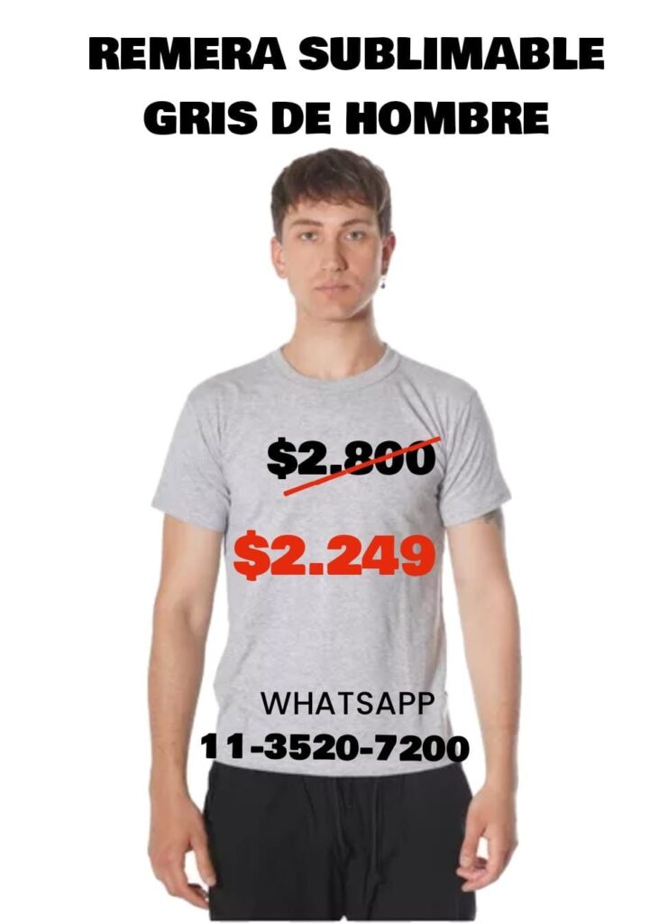 remeras para sublimación hombre gris